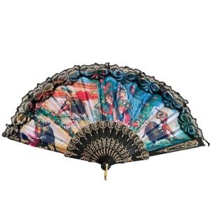 Spanish Lace Hand Fan Tarde de Toros Theme